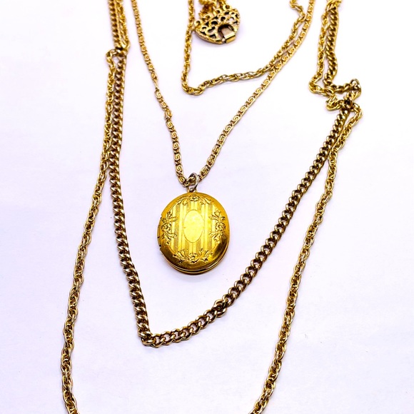 Vtg “Goldette” gold tone 20” multi strand locket necklace (some wear) - Picture 1 of 6